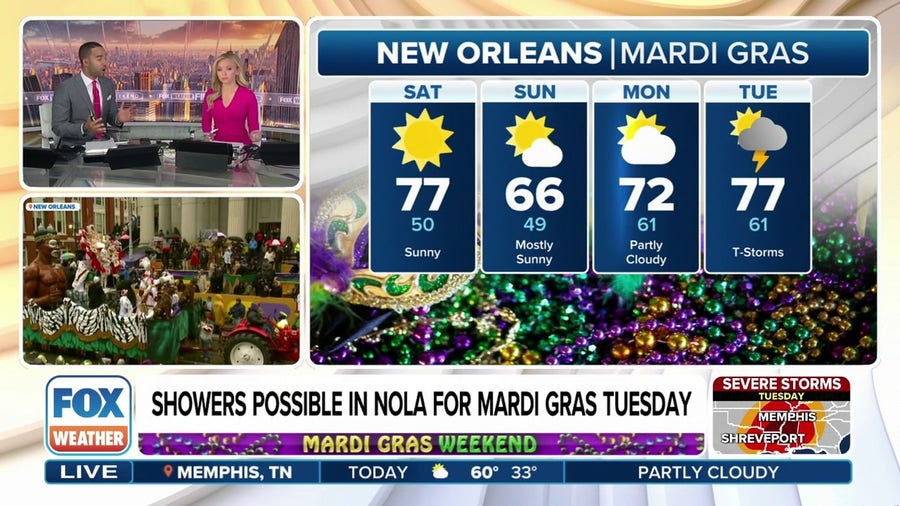 Stormy weather threatens Louisiana as Mardi Gras festivities peak Tuesday