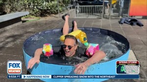 Nick Kosir does his own 'Polar Plunge' at FOX Square in New York City