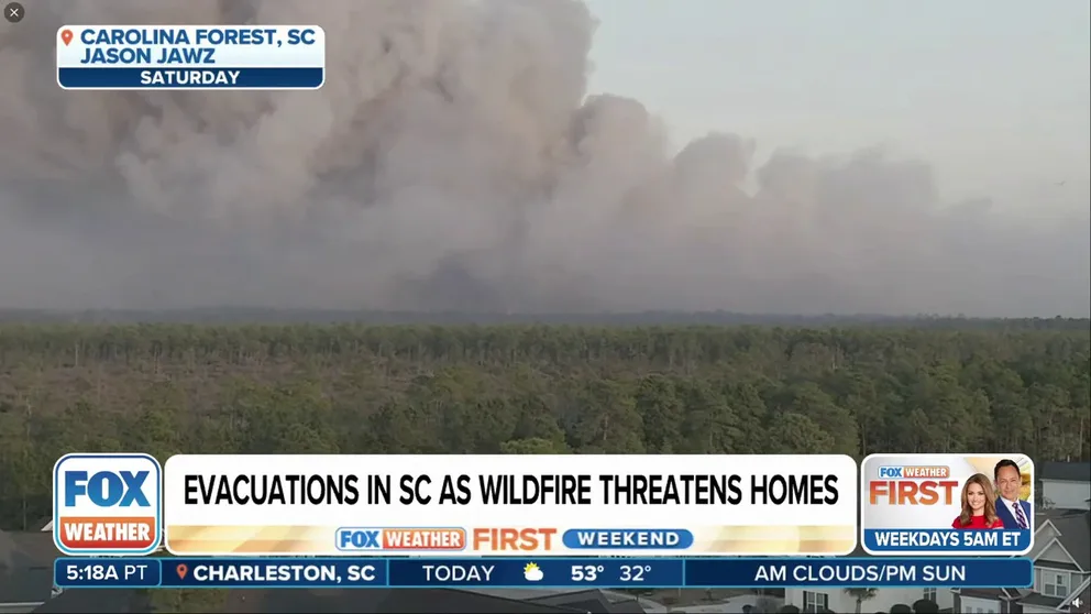 Crews up and down the East Coast are working to contain and extinguish wildfires that erupted over the weekend, forcing some residents in South Carolina to flee their homes.