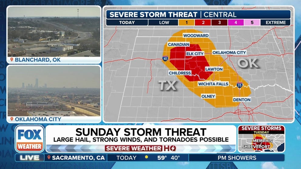 Northwestern Texas to western Oklahoma faces severe storm threat Sunday ...