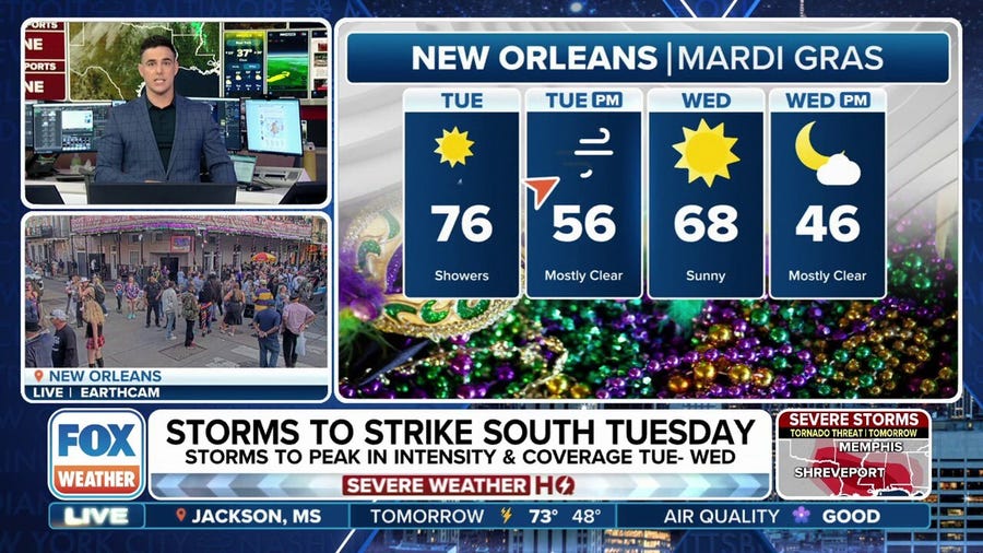 Storms threaten New Orleans Mardi Gras parades on Tuesday