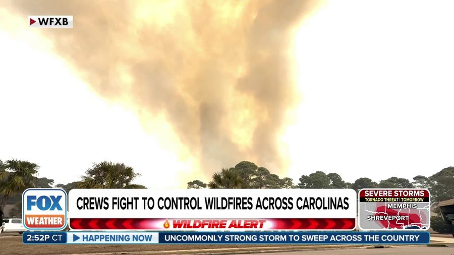 Wildfires in Carolinas fueled by dry conditions, gusty winds 