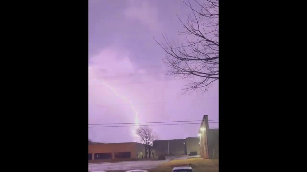 A video shared from Abilene, Texas, early Tuesday morning, shows vivid lightning illuminating the sky as severe weather pushed through the region.