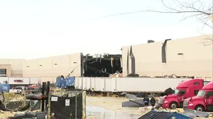 Warehouse badly damaged amid severe weather in Lewisville, TX