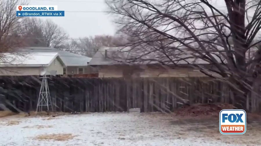 Snow, wind blow through Goodland, Kansas, amid Blizzard Warning