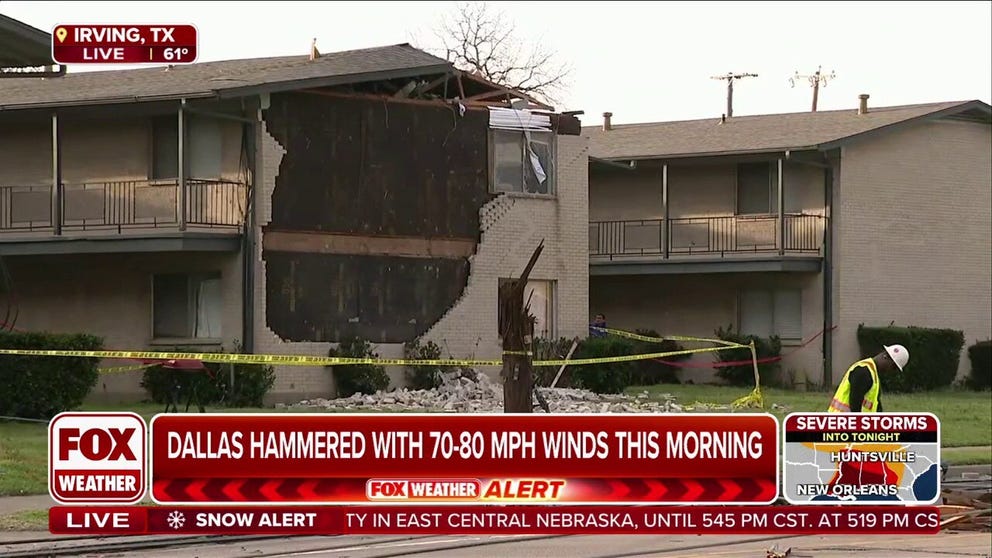 Over 350 people were displaced after an EF-1 tornado blasted through Irving, Texas Tuesday morning. 