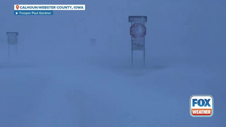 Watch: Blizzard conditions cause whiteout in central Iowa