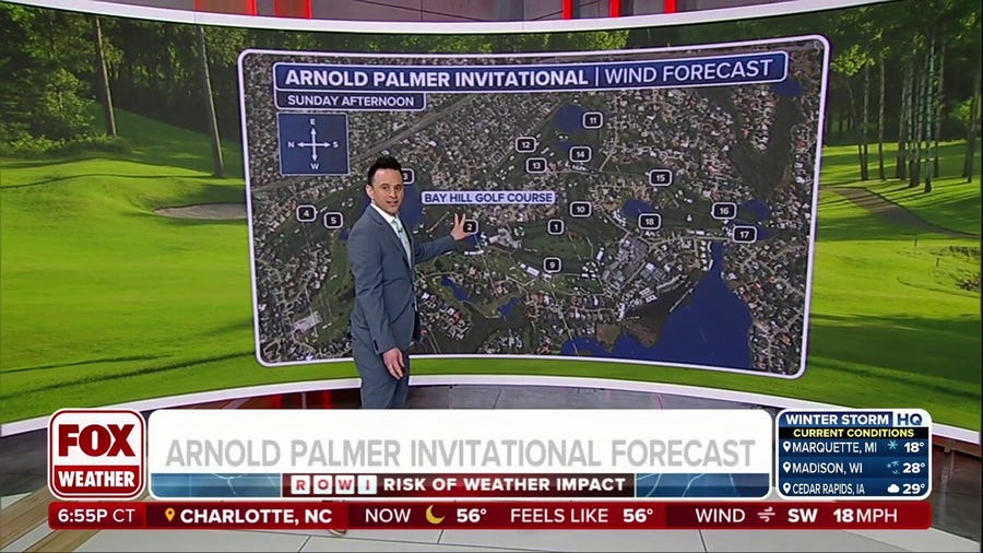 FOX Weather has got you covered with the latest forecast ahead of the Arnold Palmer Invitational tournament this week.