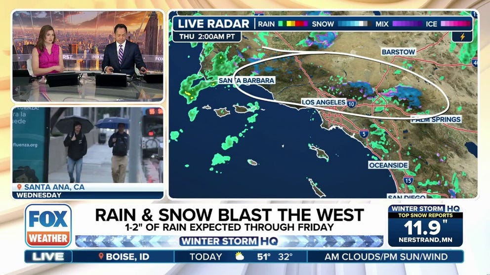 おそらく来週は西海岸のために、数多くの雨と雪のラウンド。現在、嵐のシステムが太平洋から出ると、南カリフォルニアを介して健康な雨が降ります。