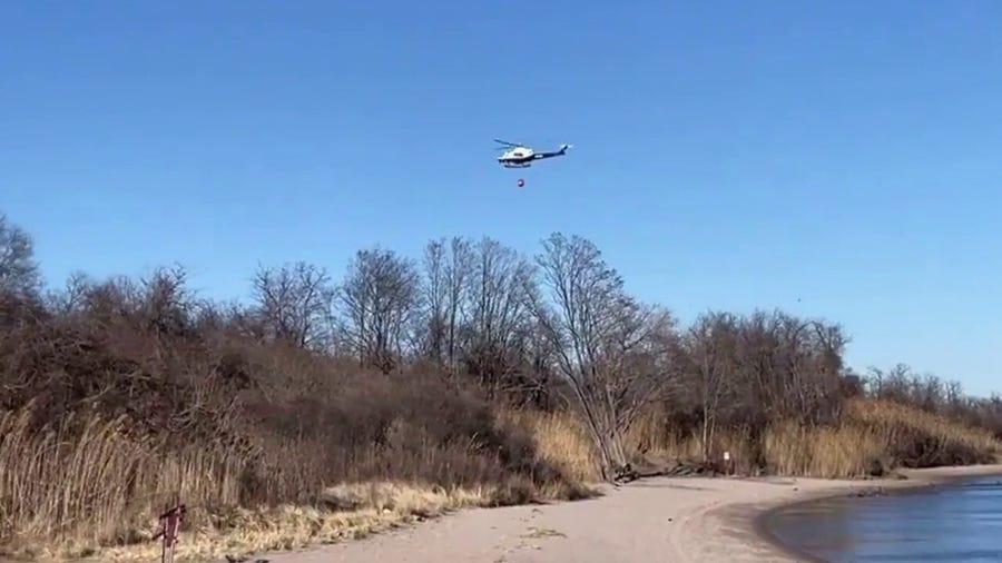 New York City firefighters battle brush fire in Brooklyn