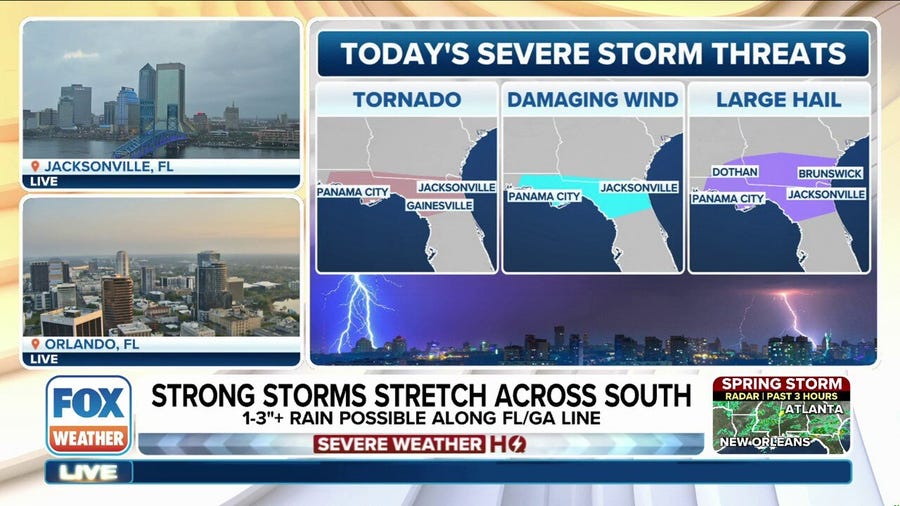 Severe weather threat shifts to Florida, Georgia on Sunday