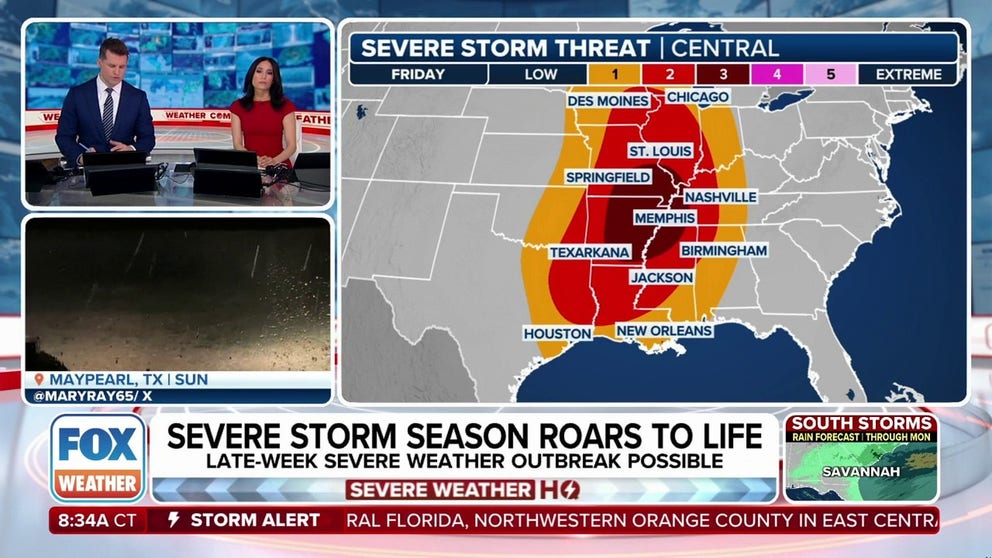 Potential severe weather outbreak could produce tornadoes, damaging ...