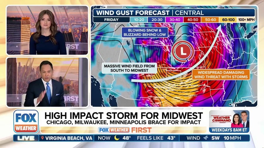 Powerful wind, snow expected in northern tier on Friday