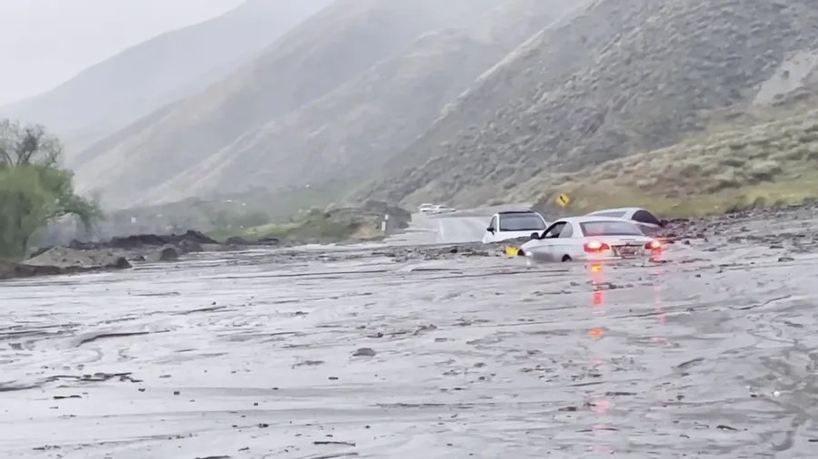 Watch: Vehicles trapped in California mudslide