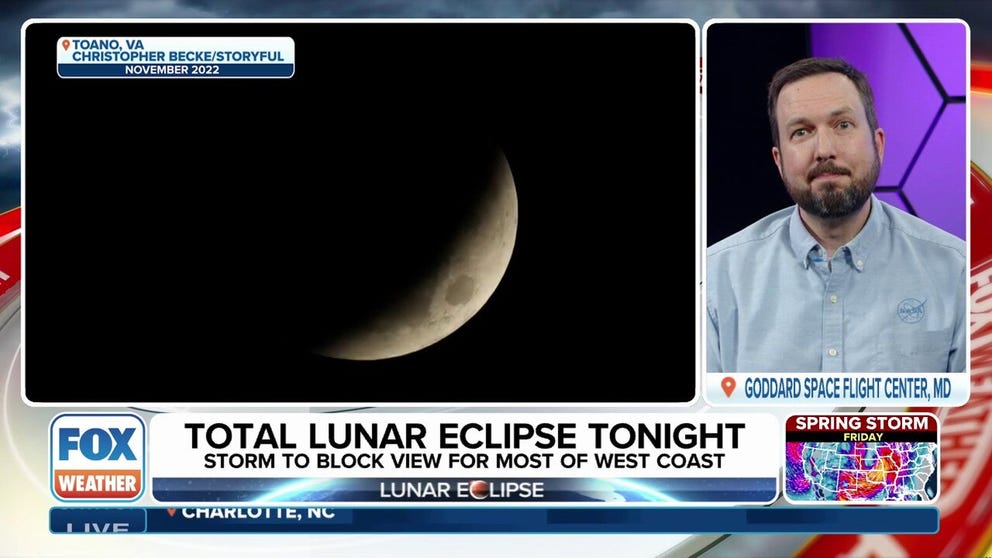 NASA Artemis III and LRO Project Scientist Dr. Noah Petro spoke about the total lunar eclipse and Blood Moon that will occur tonight, along with what causes the red "blood" hue of the Moon.