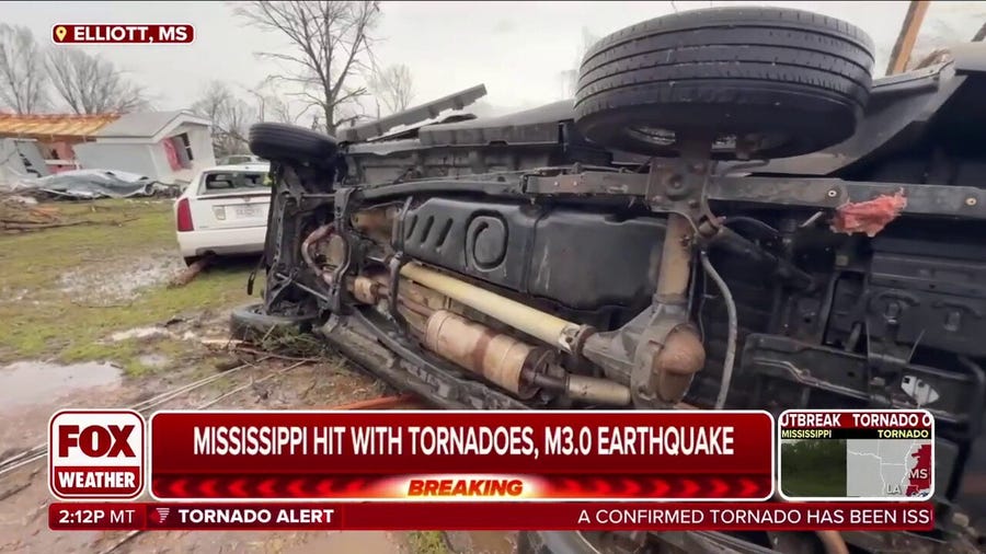 Extensive damage seen after tornado hits Elliot, Mississippi