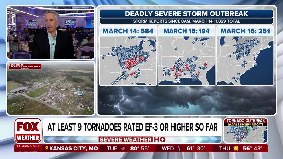 More than 50 tornadoes touch down in 10 states during deadly severe ...