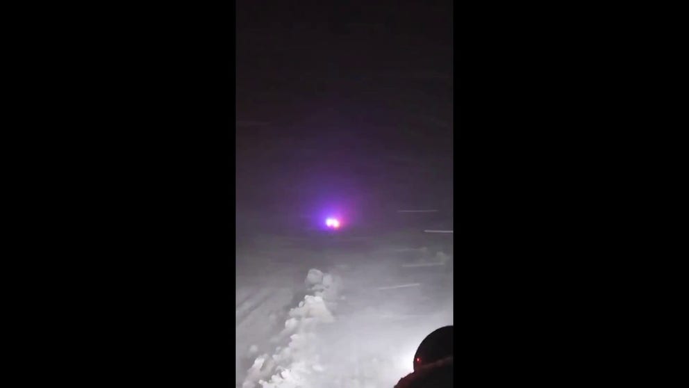 A video shared by the Nebraska State Patrol shows heavy snow and strong winds as a blizzard blasts the area near Lexington on Wednesday, March 19, 2025.