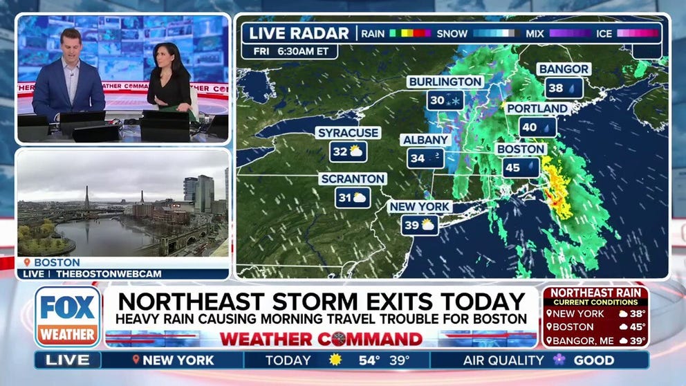 It was a blustery morning across the Northeast as a storm moved through on its way out into the Atlantic Friday morning. 