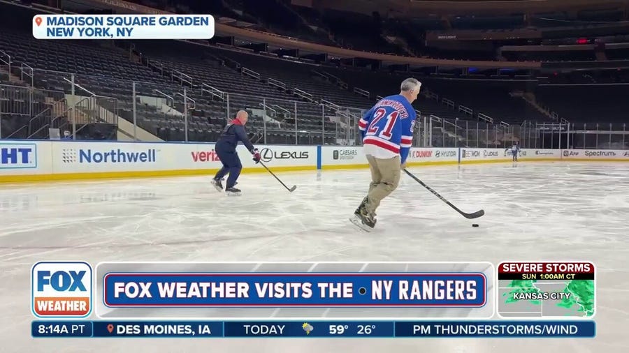 FOX Weather's Bob Van Dillen hits the ice at Madison Square Garden