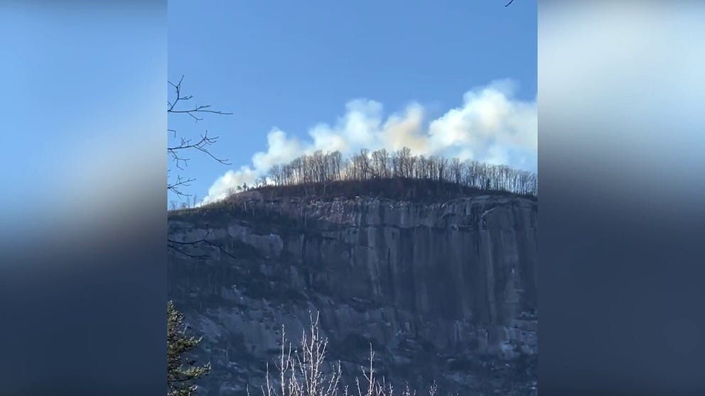 Video shows a wildfire burning in Table Rock State Park in Pickens, South Carolina. (Courtesy: Genevieve Caplette)