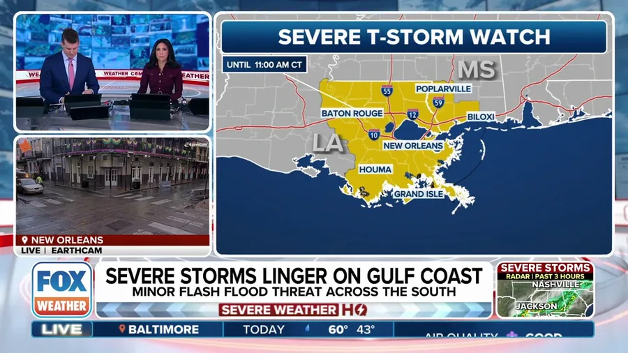 Severe Thunderstorm Watch issued in New Orleans as Gulf Coast braces for powerful storms