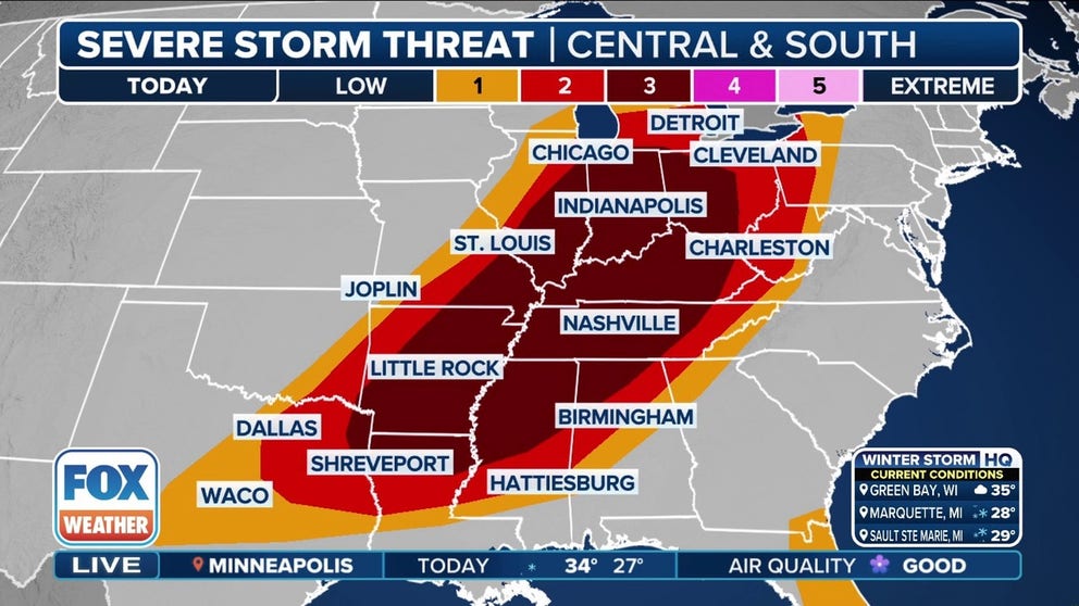 Severe weather expected to sweep across central, eastern US starting ...