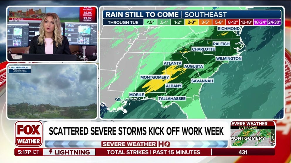 A line of severe storms is expected to slide through the southeast this ...
