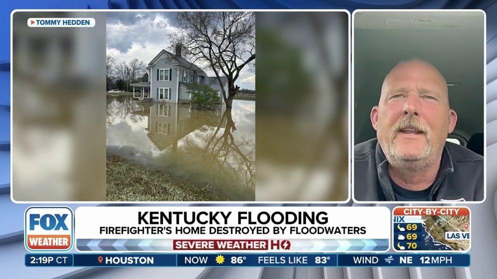 Tommy Hedden, firefighter and resident of Boston, Kentucky, lost his home to historic storms that slammed the Bluegrass State last week and filled his home with up to 10 feet of floodwater.