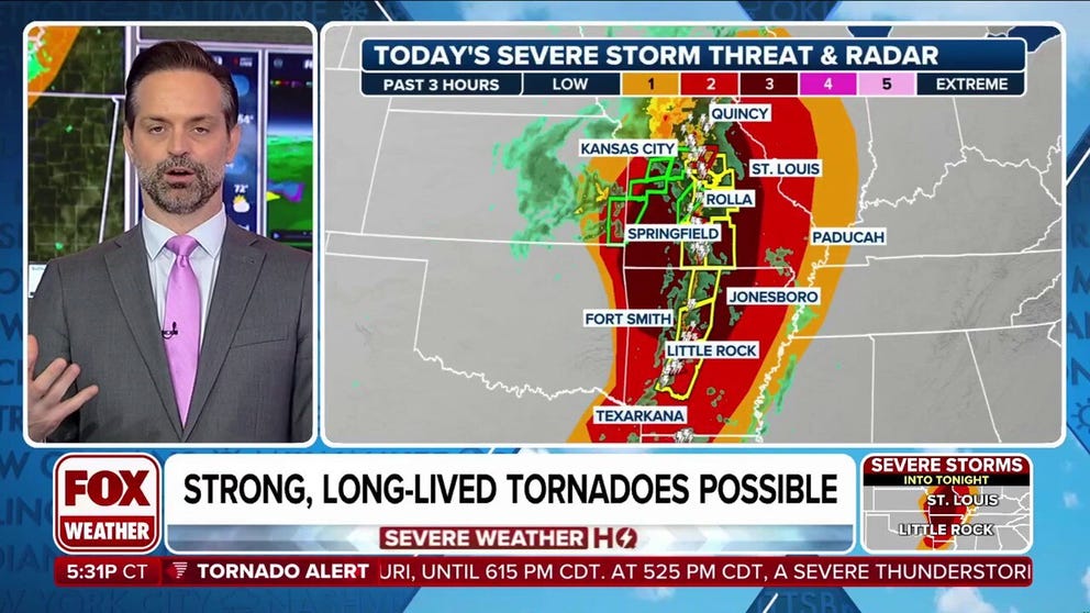 Dangerous severe storms are expected to bring hail and strong winds to affected areas, as a tornado watch is in effect across multiple states.
