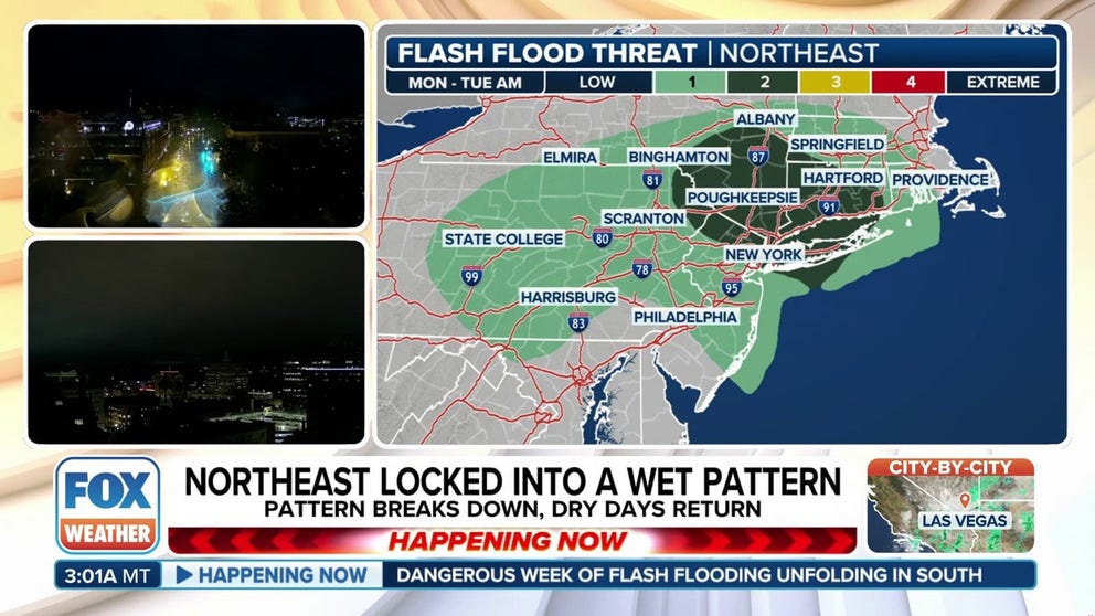 The threat of flash flooding is growing in the Northeast due to relentless rounds of rain and thunderstorms over the next few days. FOX Weather Meteorologists Britta Merwin and Ari Sarsalari breaks down the latest forecast on Monday, May 5, 2025.