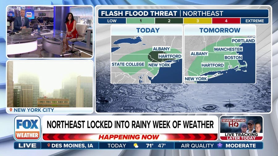Northeast locked into rainy week as region faces flash flood, severe weather threat