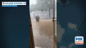 Watch: Powerful winds, torrential rain slam Texas A&M University campus