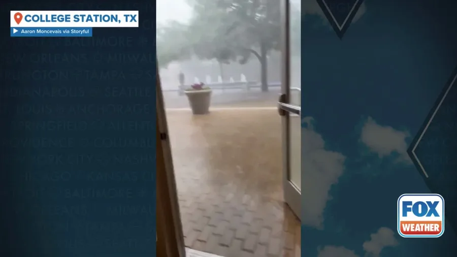Watch: Powerful winds, torrential rain slam Texas A&M University campus