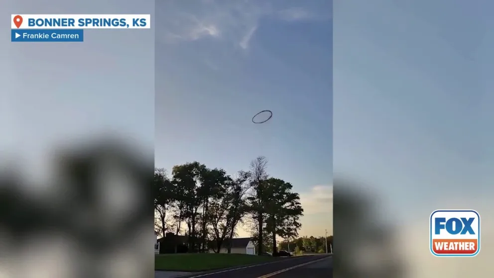 Bonner Springs, Kansas, resident Frankie Camren witnessed and recorded a large, dark smoke ring while riding his motorcycle on Monday. According to Camren, the ring appeared to be spinning, and he didn't hear any explosions or noises that could explain its origin.