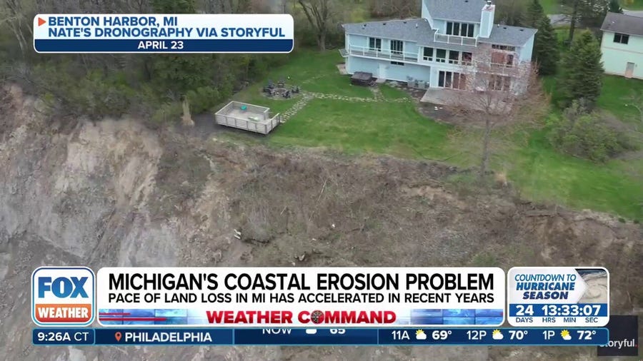 Coastal erosion threatening homes on Lake Michigan shoreline