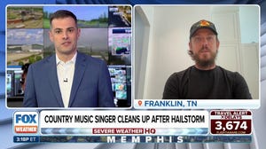 Country music star Chris Janson cleans up after hailstorm covers Tennessee yard