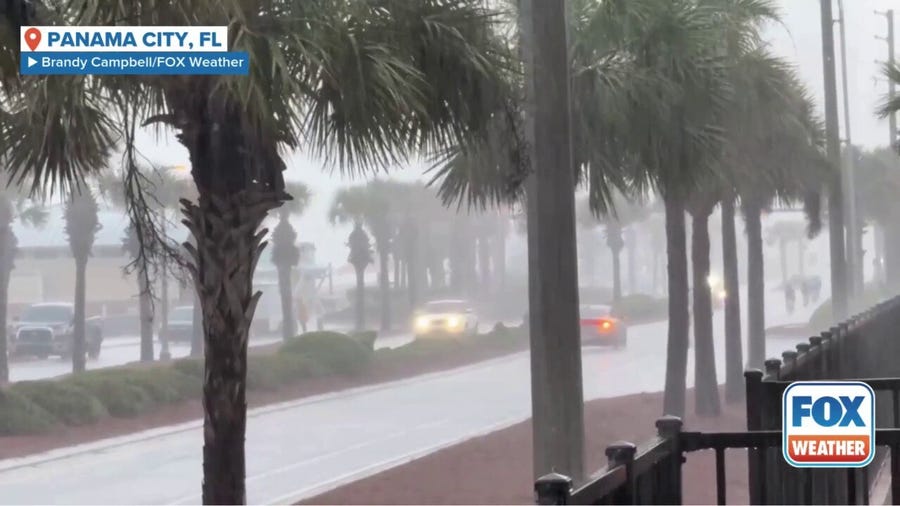 Rain soaking Panama City Beach, Florida