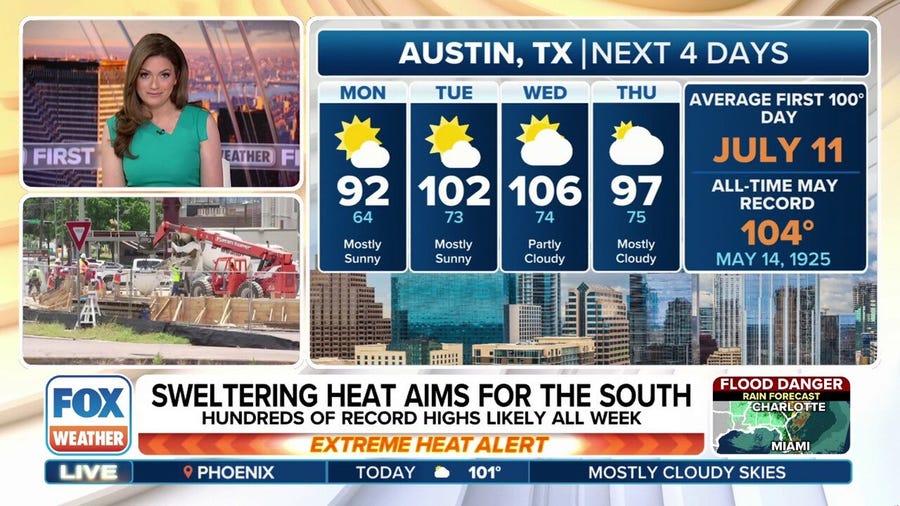 Sweltering heat aims for South as hundreds of record highs likely all week