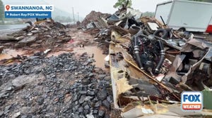 Heavy rain falls on Helene debris in Western North Carolina 