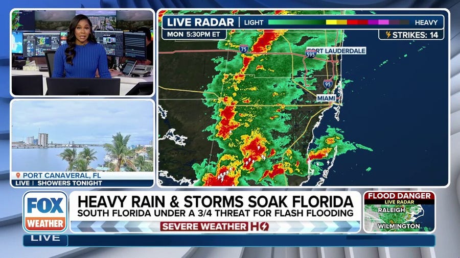 Heavy rain and storms are expected to drench parts of South Florida, which is under a flood watch