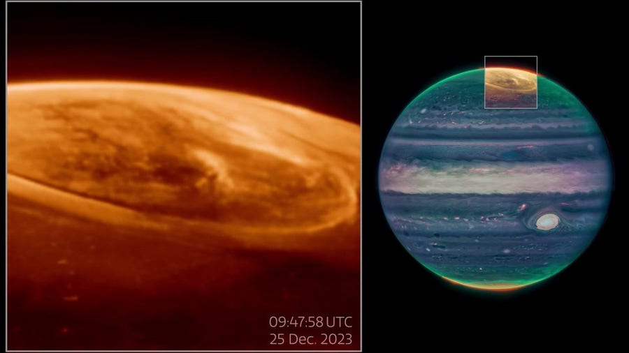 NASA's Webb telescope captured vibrant dancing aurora on Jupiter