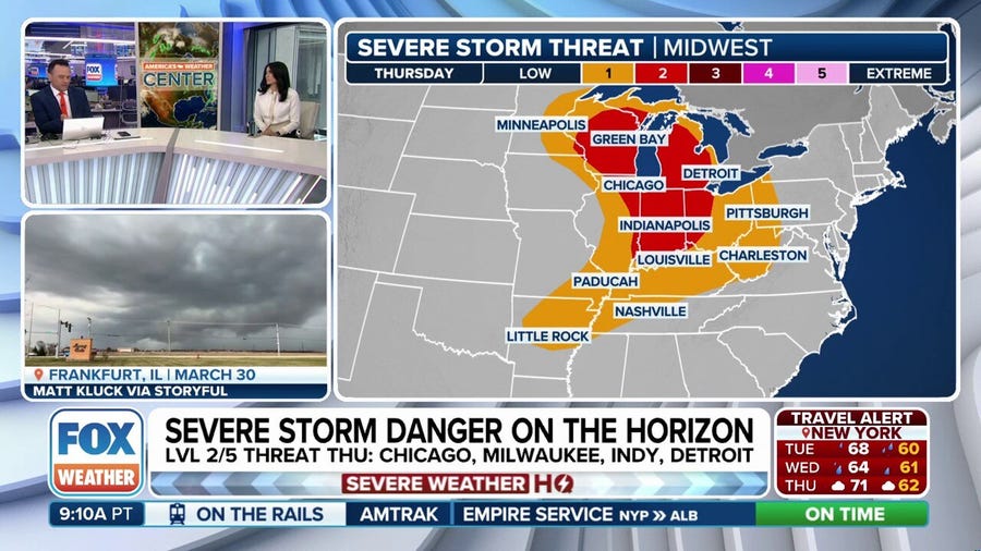 Severe weather threat kicks off Wednesday with millions in Midwest, Ohio Valley bracing for storms