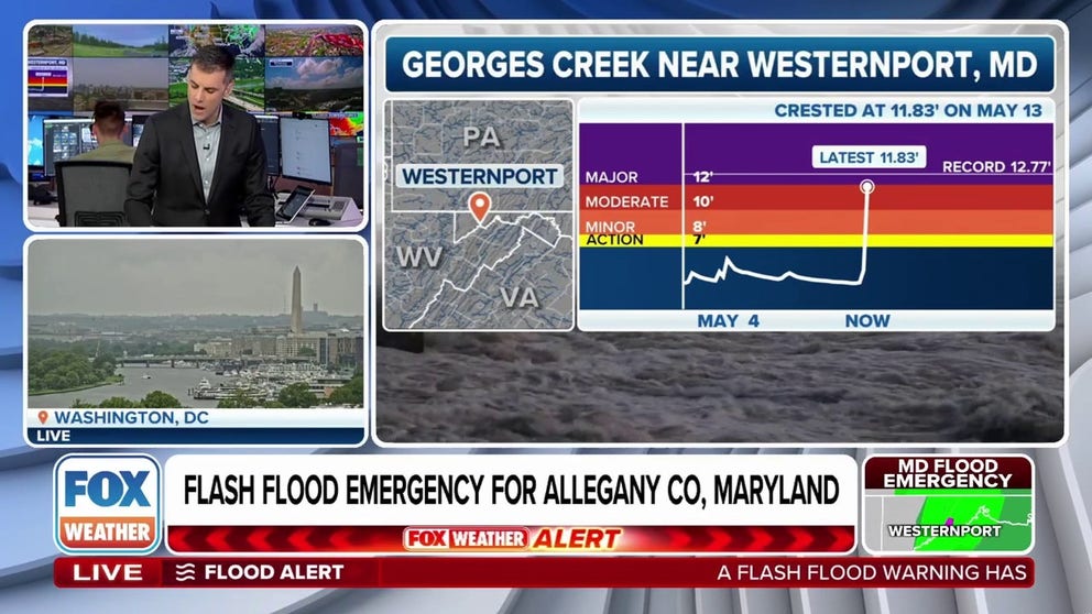 Flash Flood Emergency issued for western Maryland as torrential rain ...