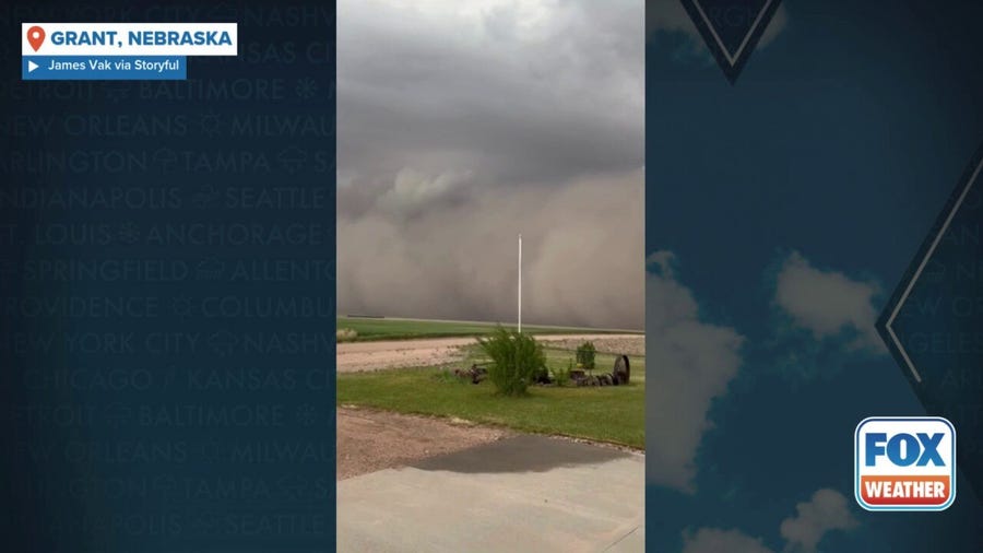 Watch: Wall of dust approaches Nebraska town as severe weather plows across region