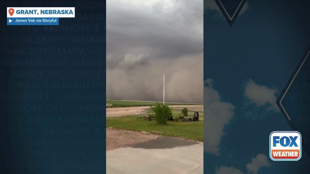 A video shared from Grant, Nebraska, shows a immense  partition  of particulate  approaching the municipality  arsenic  terrible  upwind  was rolling done  the portion   connected  Wednesday, May 14, 2025.