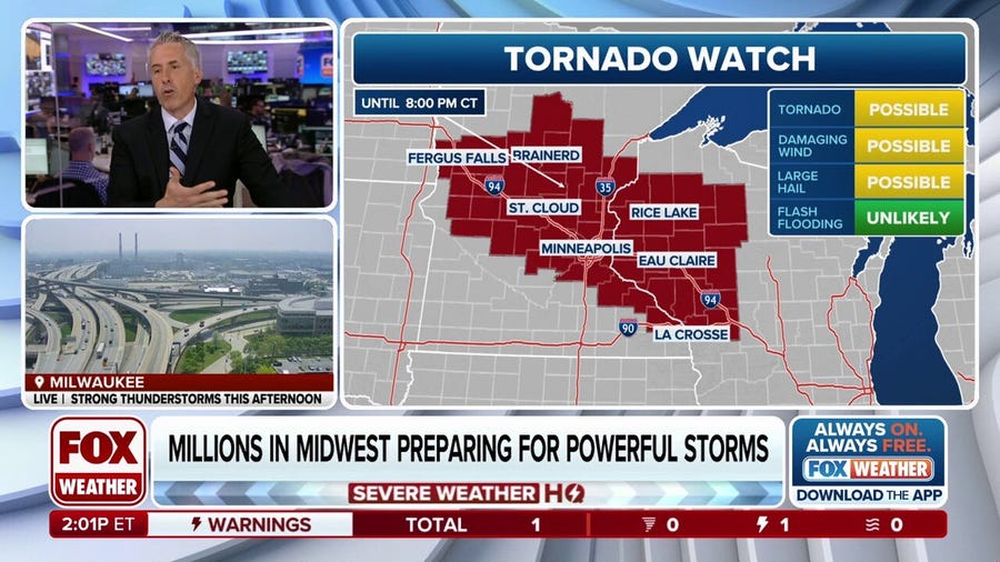 Minneapolis under Tornado Watch as Midwest prepares for dangerous storms