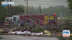 Tornado-warned storms leave behind trail of damage in Juneau, Wisconsin