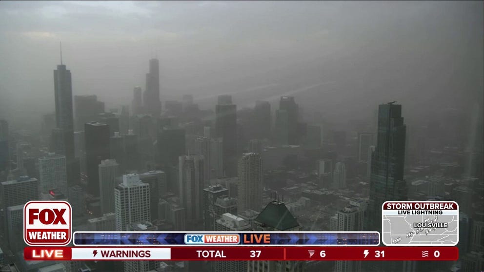 A Dust Storm Warning was issued for Chicago on Friday as powerful winds stirred up dust beginning in Central Illinois.