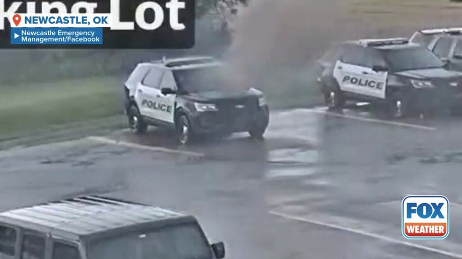 Watch: Lightning strikes Oklahoma police vehicle